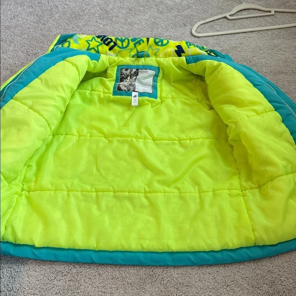 Athletech Girls Teal and Neon Yellow Sequin WinterJacket Size L (10/12)